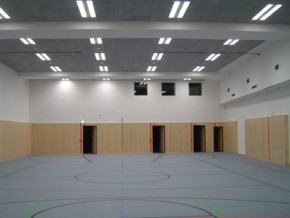 Städt. Berufsschule für Bau- und Kunsthandwerk München, Turnhalle im Untergeschoss